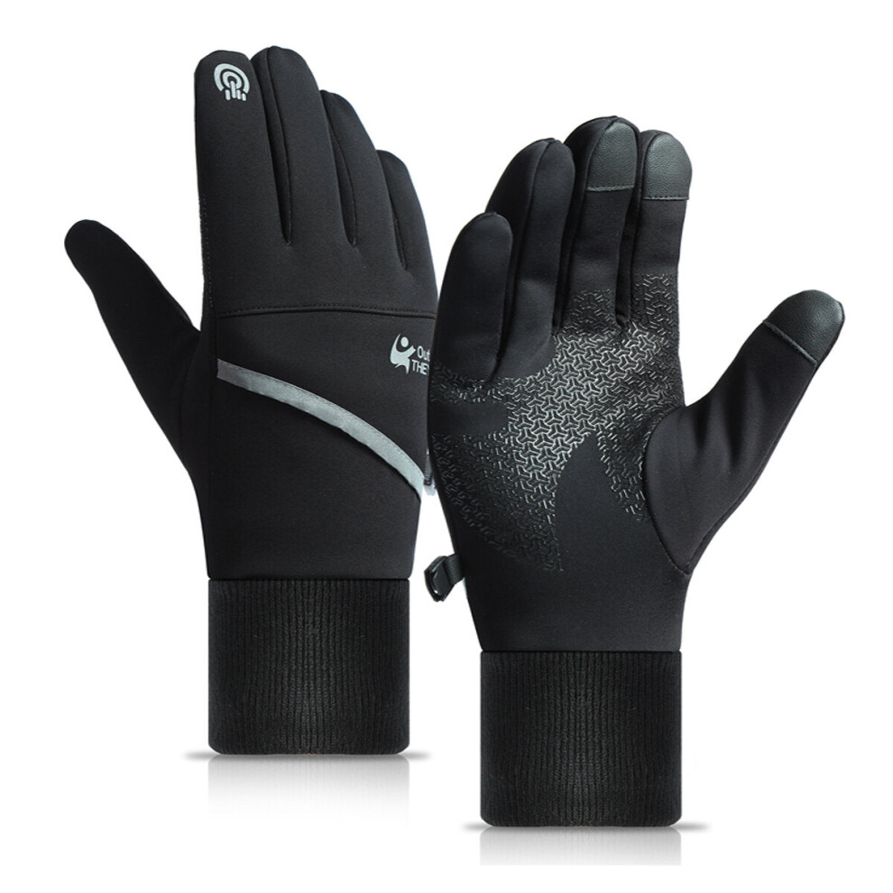 (Black, XL) Antiskid Winter Thermal Outdoor Sports Motorcycle Windproof Touch Screen Gloves