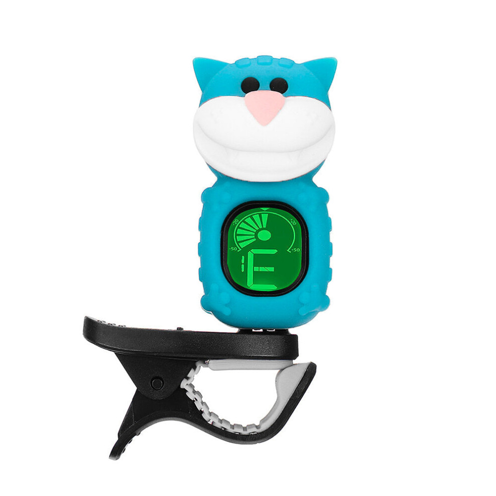 (Blue) Cartoon Big Facee Cat Tuner 12 Equal Temperament Guitar Bass Ukelele Violin Tuner