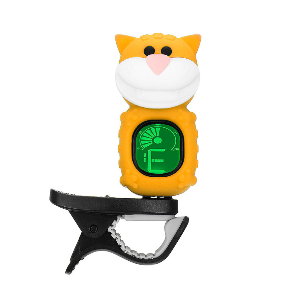 (Yellow) Cartoon Big Facee Cat Tuner 12 Equal Temperament Guitar Bass Ukelele Violin Tuner