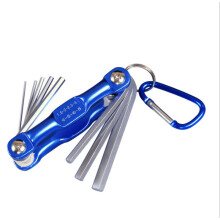 (Flat Head Inside Plum Blossom) Folding Hex Wrench Metal Metric Allen Wrench set Hexagonal Screwdriver Hex Key Wrenches Allen Keys Hand Tool Portable set with