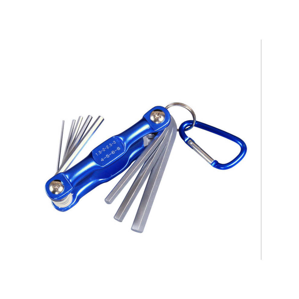 (Flat Head Inside Plum Blossom) Folding Hex Wrench Metal Metric Allen Wrench set Hexagonal Screwdriver Hex Key Wrenches Allen Keys Hand Tool Portable