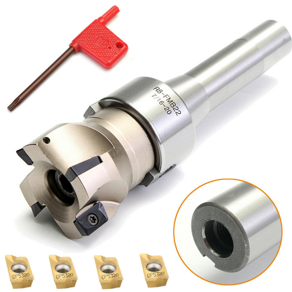 Straight Shank Arbor 400R Face End Mill Cutter With 4Pcs Apmt1604 Carbide Inserts 9078193500295