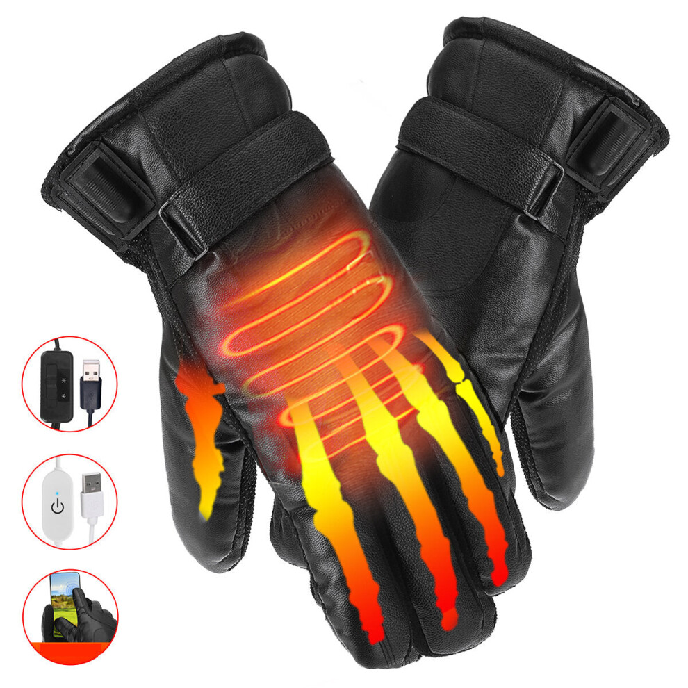 Winter Heated Gloves USB Rechargeable Electric Thermal Insulated Gloves for Winter Sports Climbing Cycling