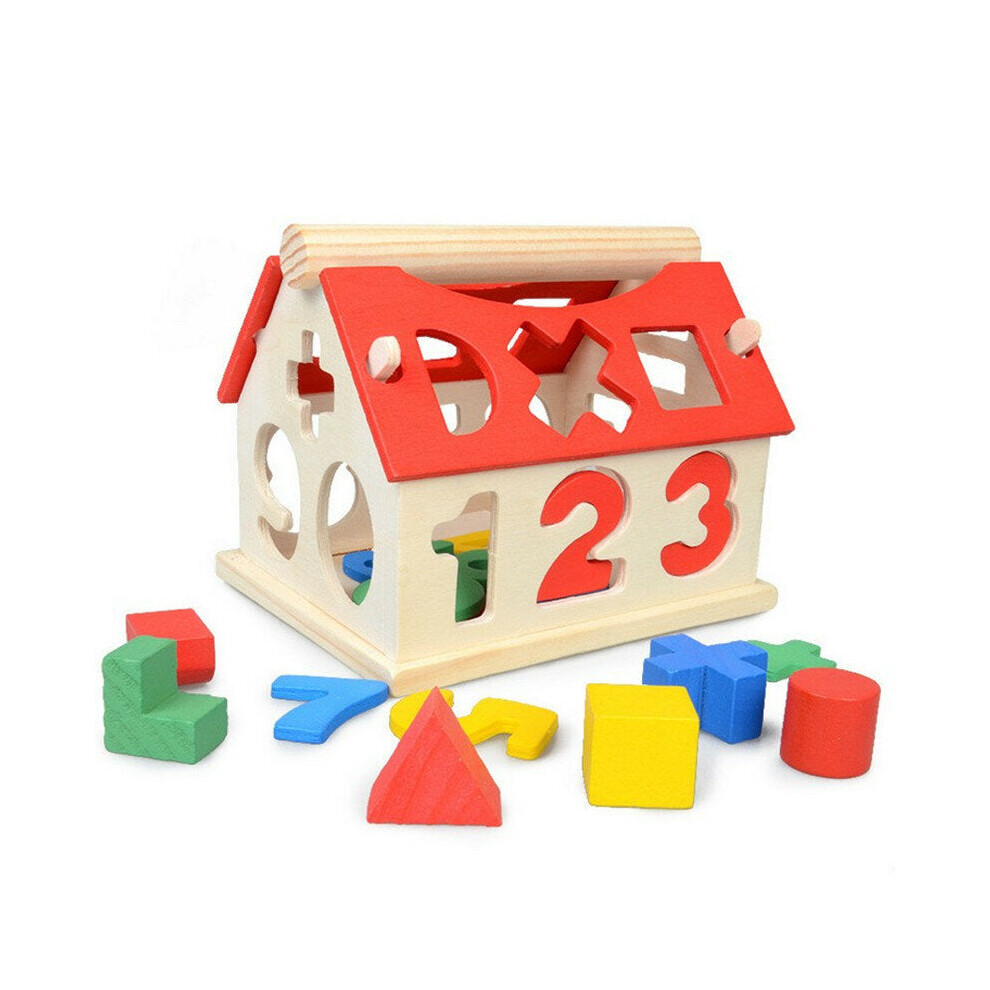 Wooden Digital House Detachable Digital Shape Matching Blocks House Kid's Child's Early Educational Toys