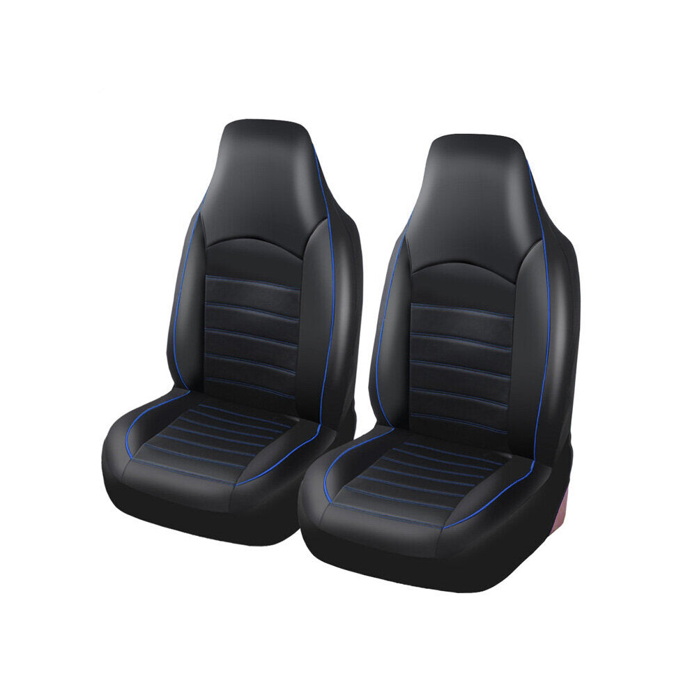 (Navy Blue) 1 Pair Universal Front Car Seat Cover Protector Breathable PU Leather Pad Cushion