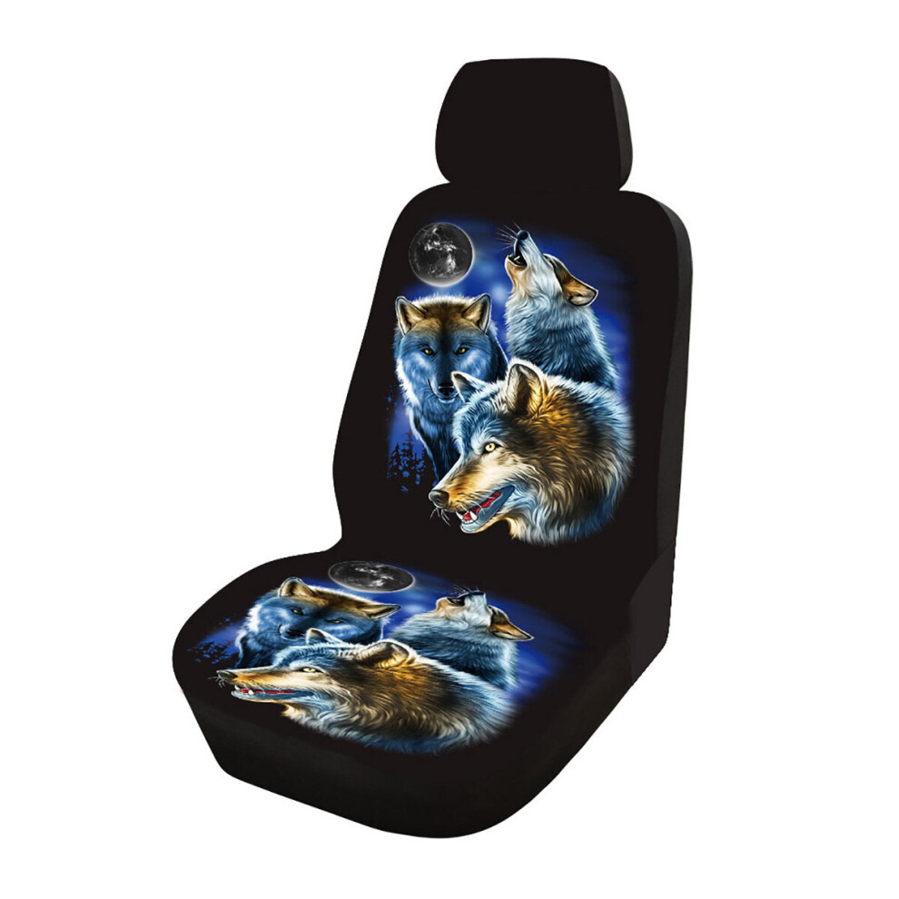 (Wolf - ) 1Pcs Universal Car Truck Front Seat Cover Seat Protection Fabric Breathable Black 1138392339848