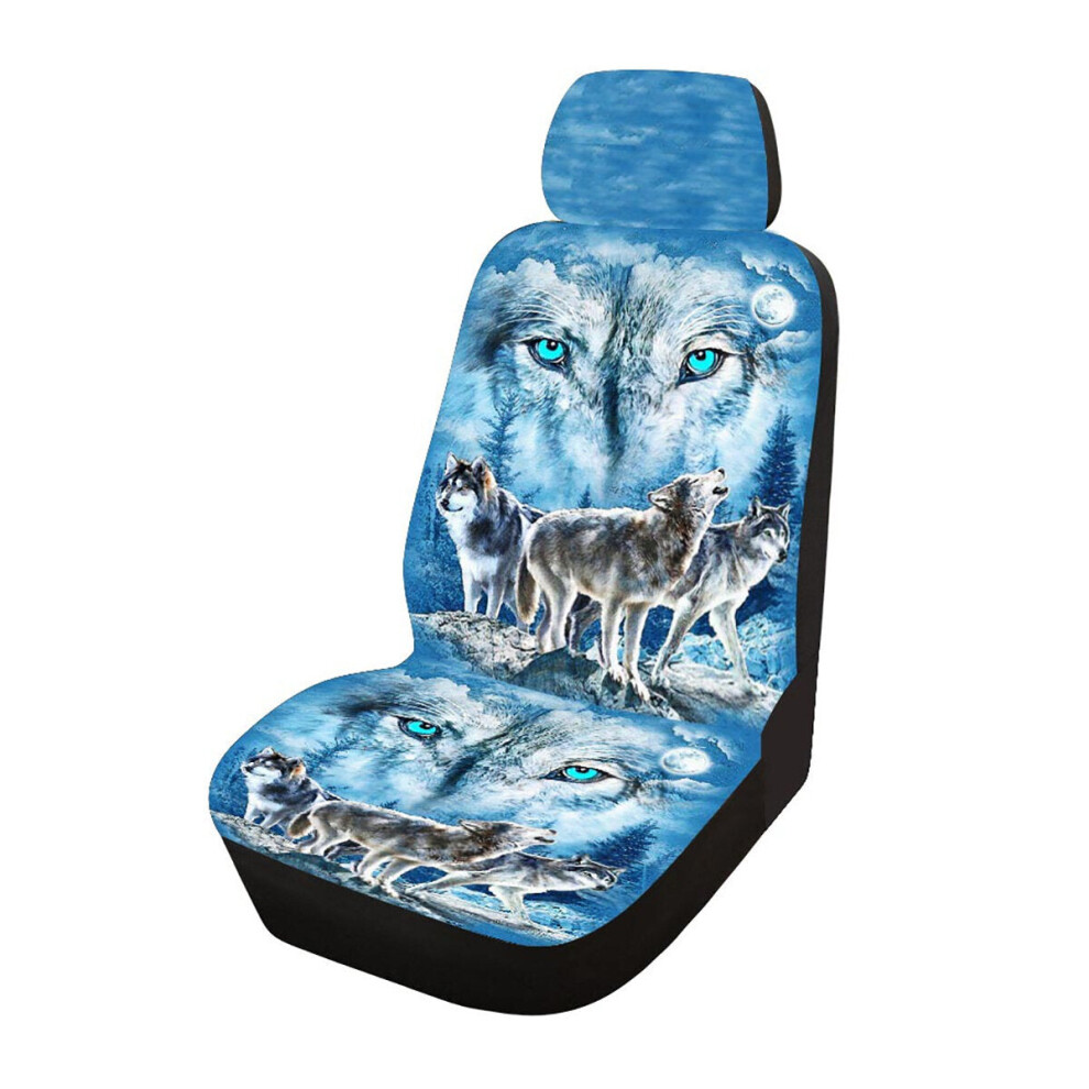 (Wolf - ) 1Pcs Universal Car Truck Front Seat Cover Seat Protection Fabric Breathable Blue 1138392339831