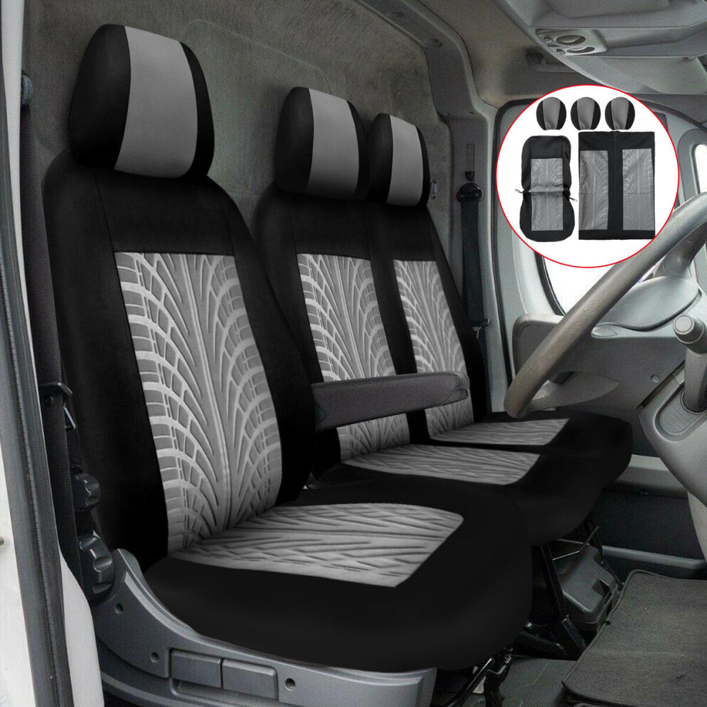 2+1 Van Seat Cover Protector Tyre Mark Thread Fabric For Ford Transit Custom