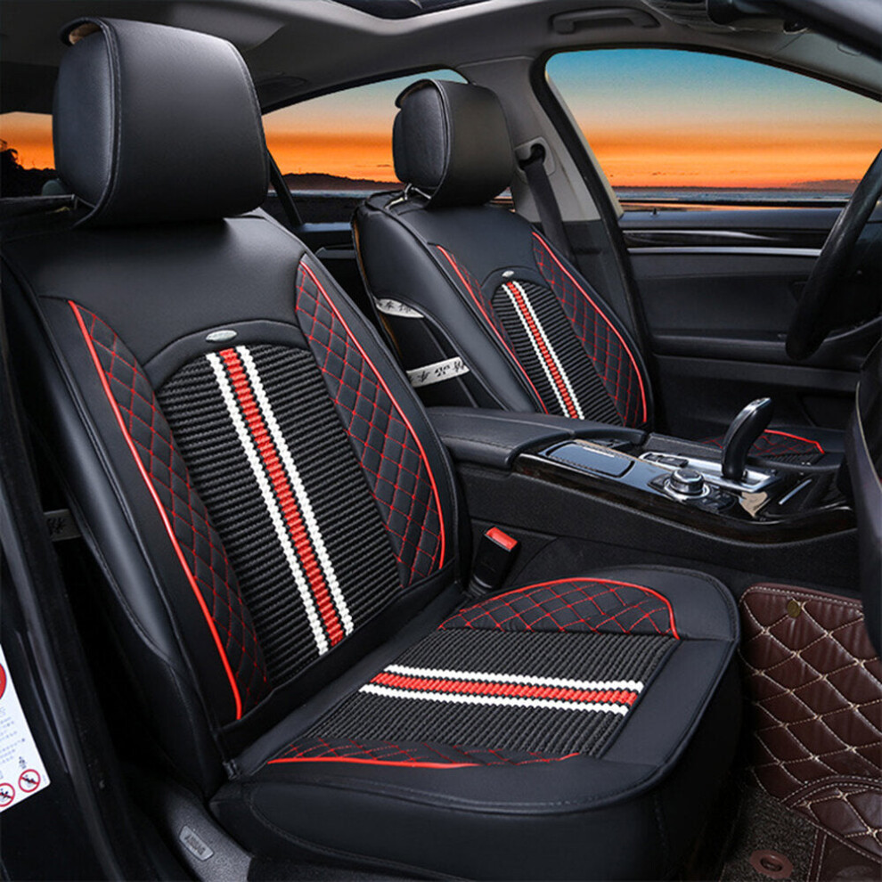(Black) 1Pc Deluxe Pu Leather Auto Car Seat Cover Full Front Cushion Universal Black 1138392343609