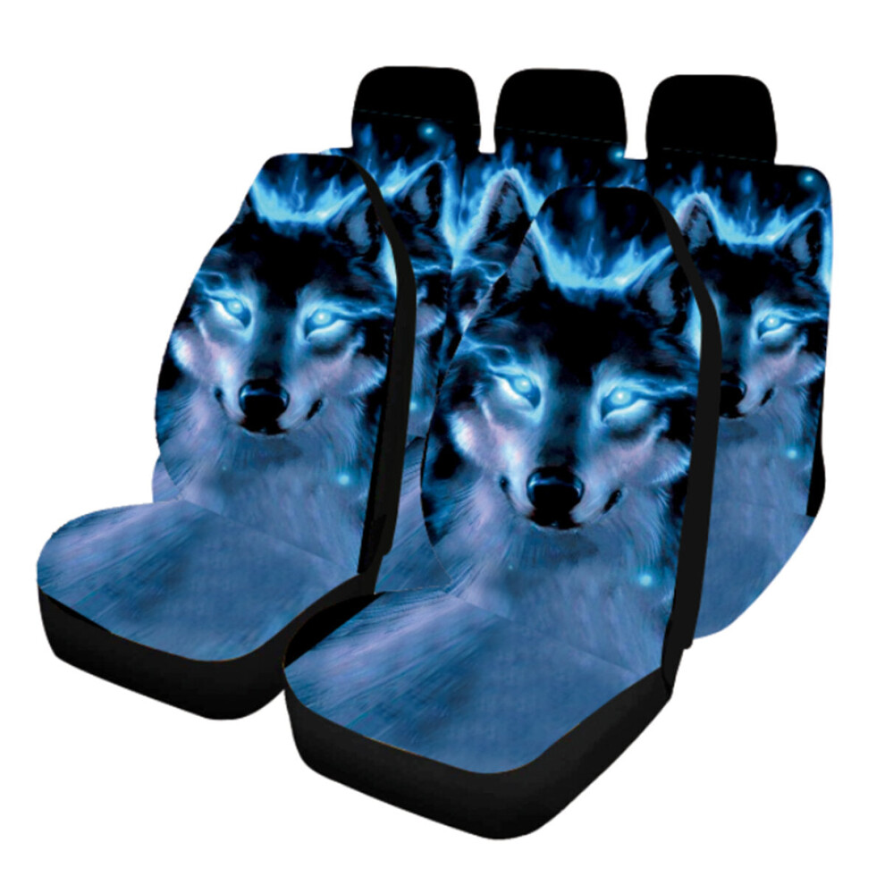 (7 Pcs) 1/2/7Pcs Car Seat Covers Set Universal Fit Wolf Pattern Seat Protection Cover 1138392342701