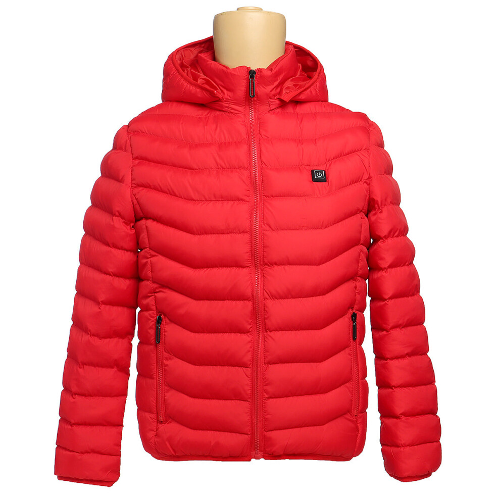 (Red, S) Unisex 8-Heating Electric Vest Heated Jacket USB Winter Body Warmer Windproof Coats