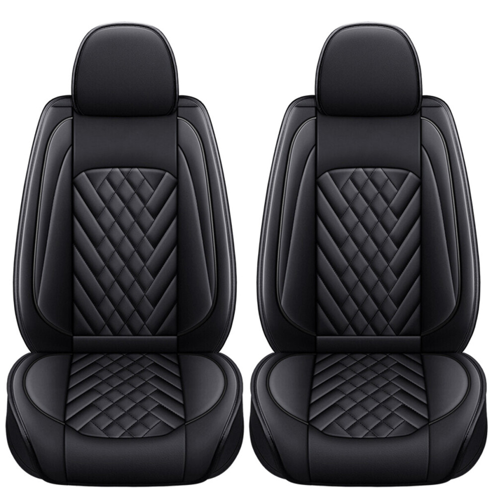 (BLack) 11pcs Universal 5 Seater Car Seat Covers Seat Cushion PU Leather Non-slip Protector Mat