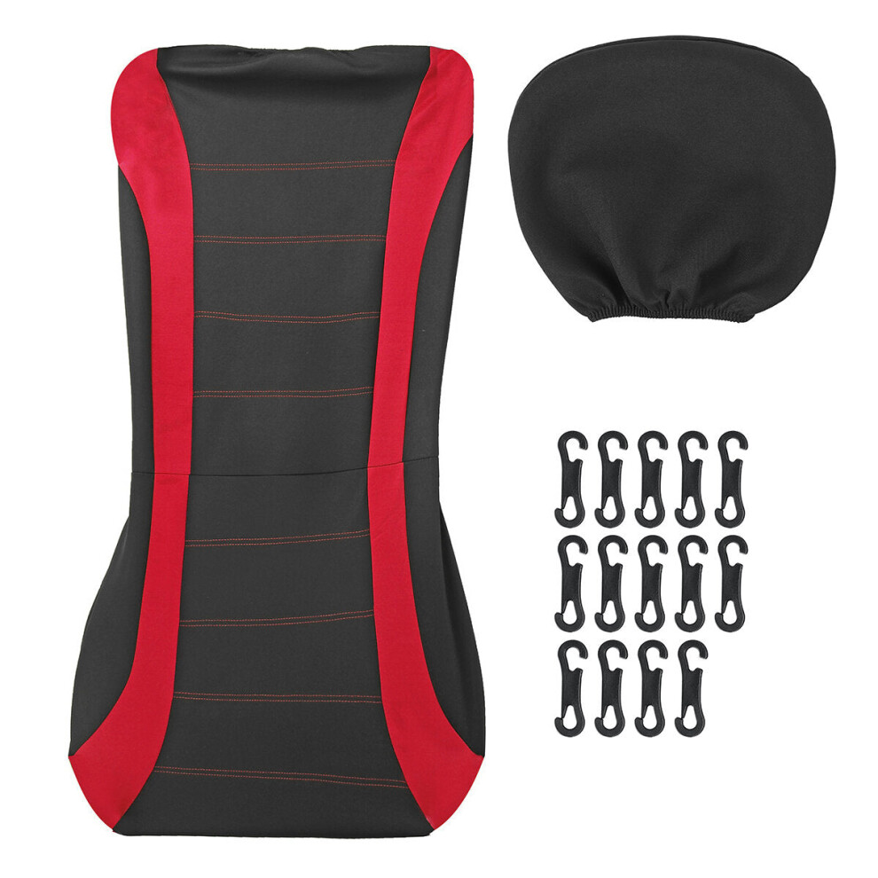 ( - 2 Pcs) 2/4/9Pcs Front Back Full Car Seat Cover Seat Protection Universal Protectors Polyester Red 1138392339237