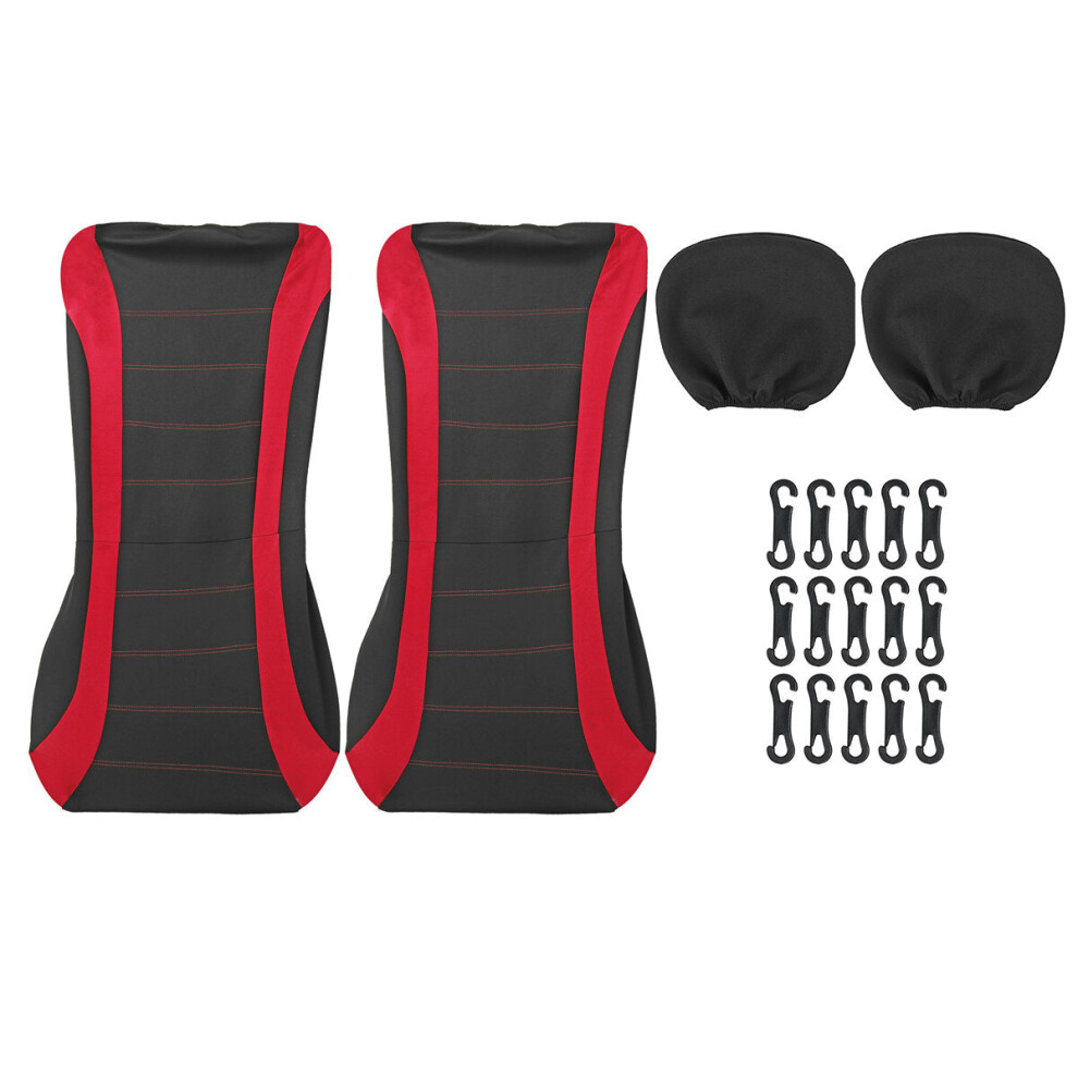 (Red - 4 Pcs) 2/4/9PCS Front Back Full Car Seat Cover Seat Protection Universal Protectors Polyester