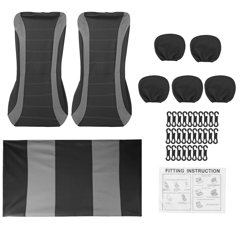 ( - 9 Pcs) 2/4/9Pcs Front Back Full Car Seat Cover Seat Protection Universal Protectors Polyester Gray 1138392339275