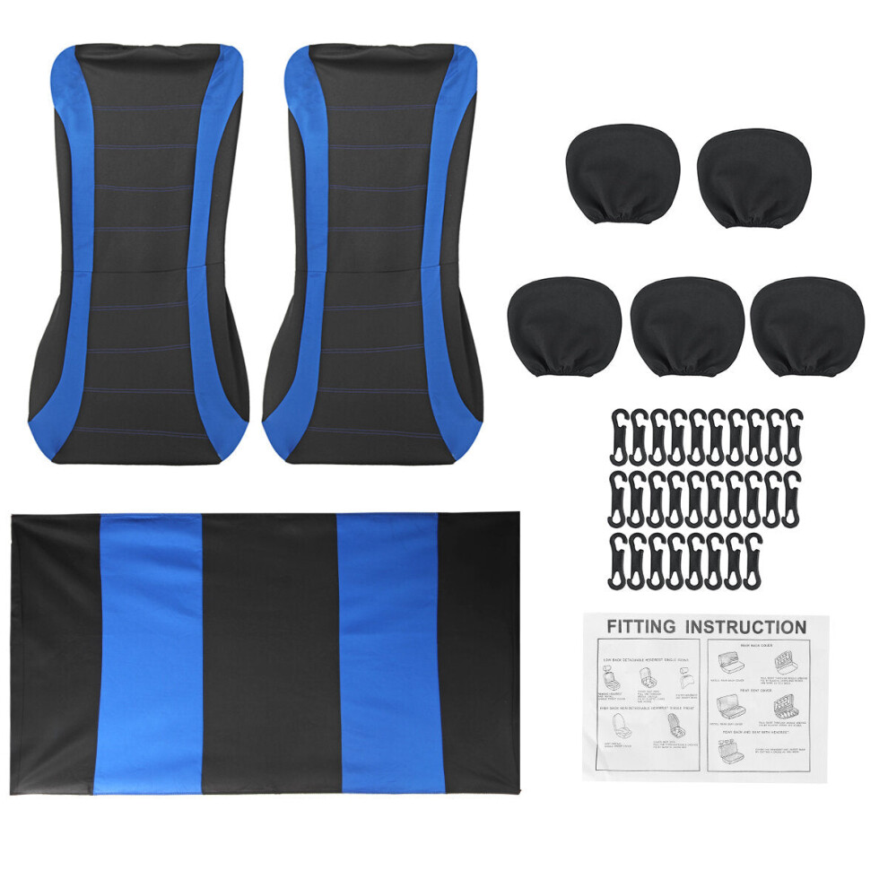 ( - 9 Pcs) 2/4/9Pcs Front Back Full Car Seat Cover Seat Protection Universal Protectors Polyester Blue 1138392339282