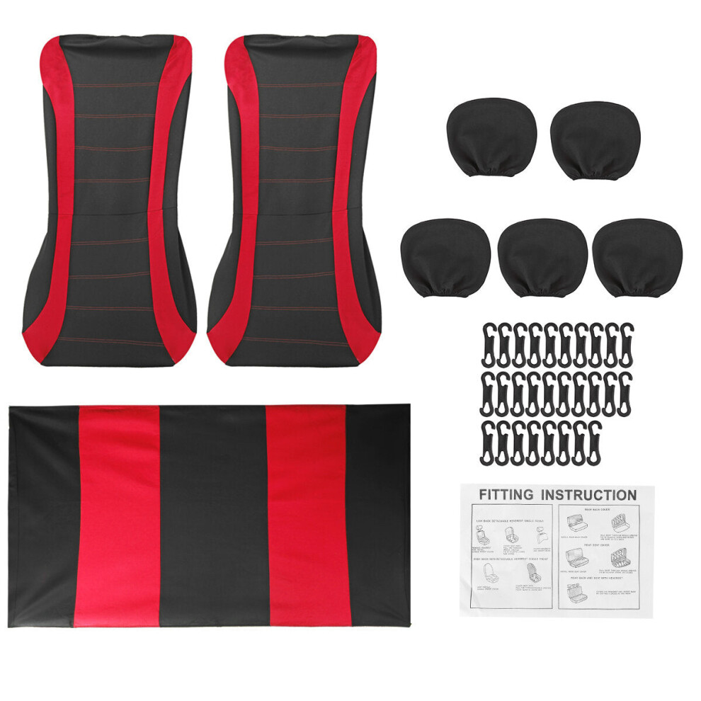 ( - 9 Pcs) 2/4/9Pcs Front Back Full Car Seat Cover Seat Protection Universal Protectors Polyester Red 1138392339299