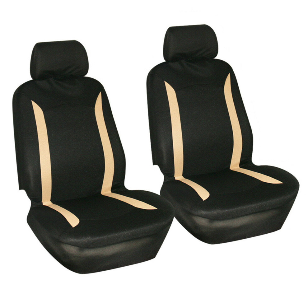 (Beige Black - 4 Pcs) 4/9PCS Universal Protectors Full Set Auto Seat Covers Pad For Car Truck SUV