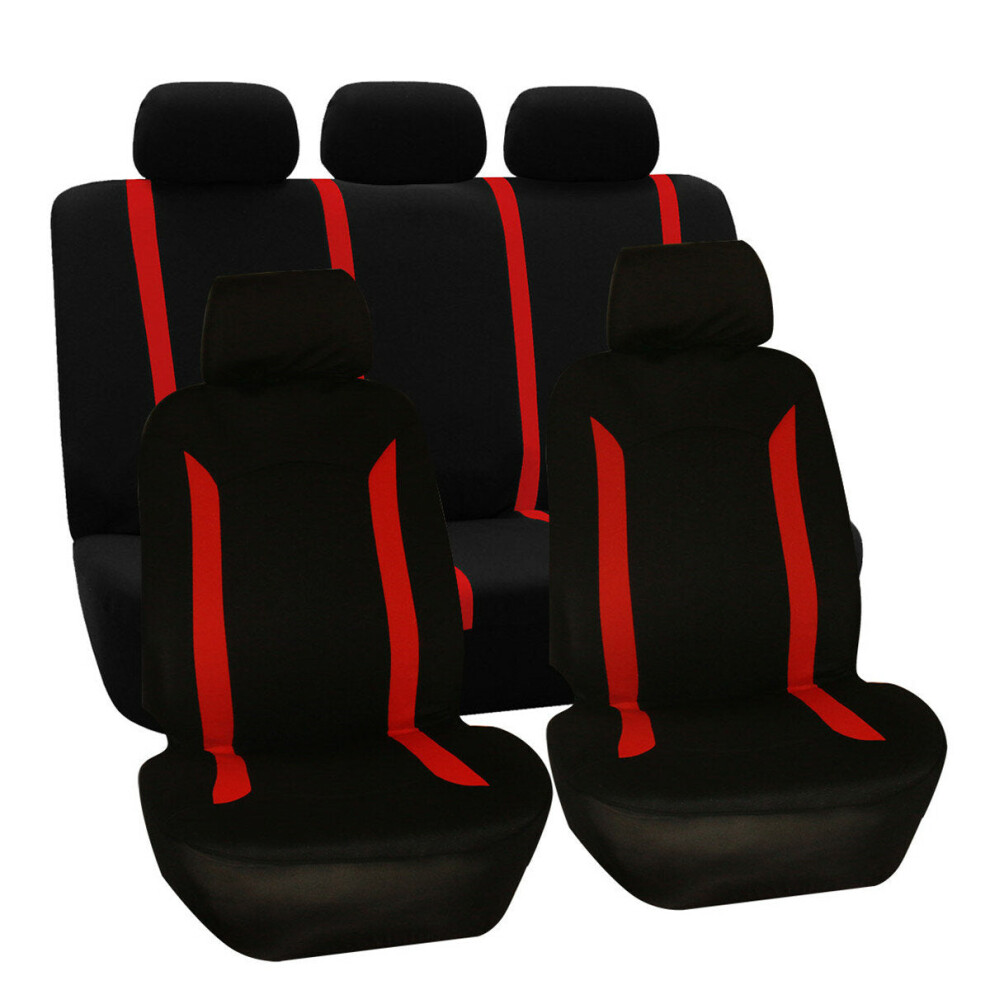 (Red Black - 9 Pcs) 4/9PCS Universal Protectors Full Set Auto Seat Covers Pad For Car Truck SUV