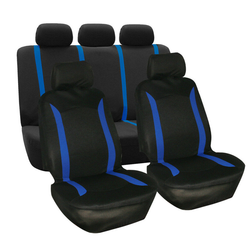 (Blue Black - 9 Pcs) 4/9PCS Universal Protectors Full Set Auto Seat Covers Pad For Car Truck SUV