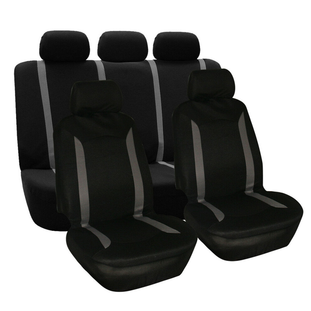 ( - 9 Pcs) 4/9Pcs Universal Protectors Full Set Auto Seat Covers Pad For Car Truck Suv Gray/Black 1138392339671