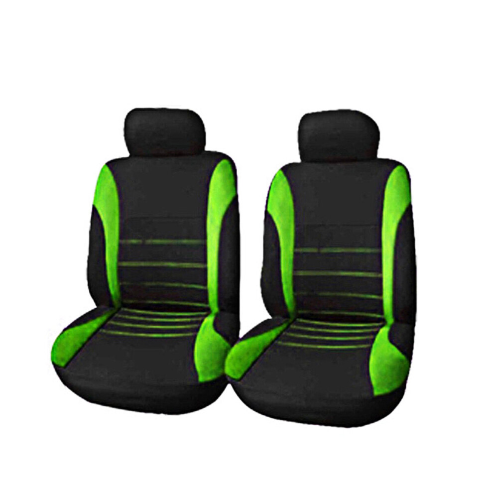 (Green) 4 Pack Universal Car Seat Cover Set Front Rear Head Rests Full Set Auto Cover