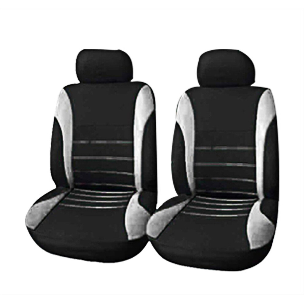 (Grey) 4 Pack Universal Car Seat Cover Set Front Rear Head Rests Full Set Auto Cover Grey 1138392343241