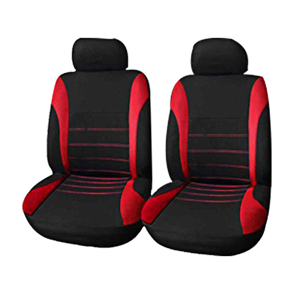 (Red) 4 Pack Universal Car Seat Cover Set Front Rear Head Rests Full Set Auto Cover Red 1138392343272