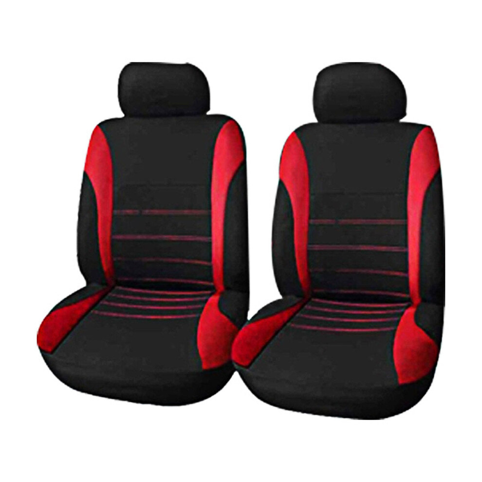 (Red) 4 Pack Universal Car Seat Cover Set Front Rear Head Rests Full Set Auto Cover