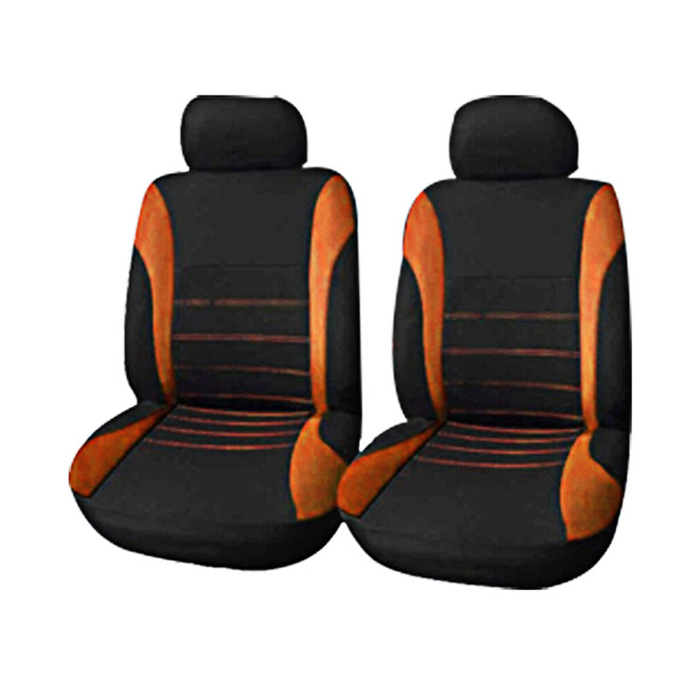 (Orange) 4 Pack Universal Car Seat Cover Set Front Rear Head Rests Full Set Auto Cover Orange 1138392343296