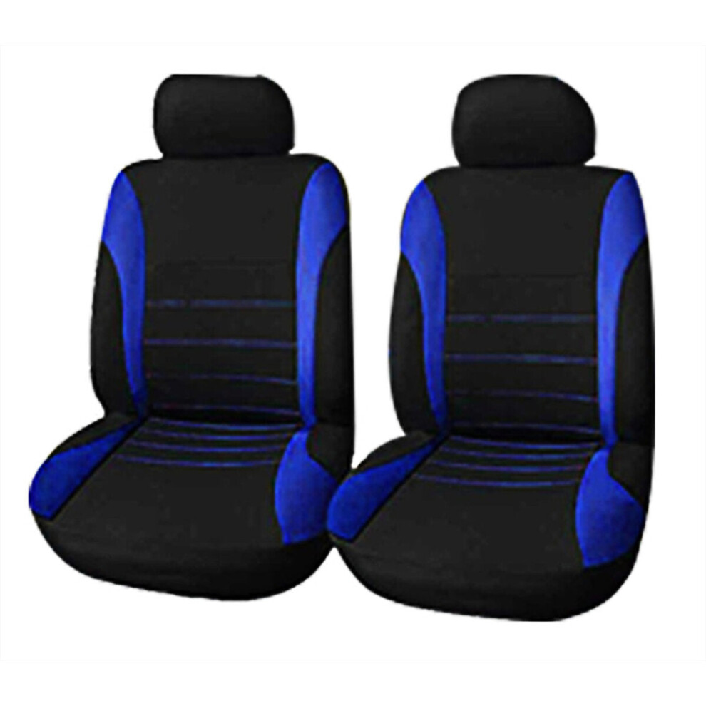 (Blue) 4 Pack Universal Car Seat Cover Set Front Rear Head Rests Full Set Auto Cover