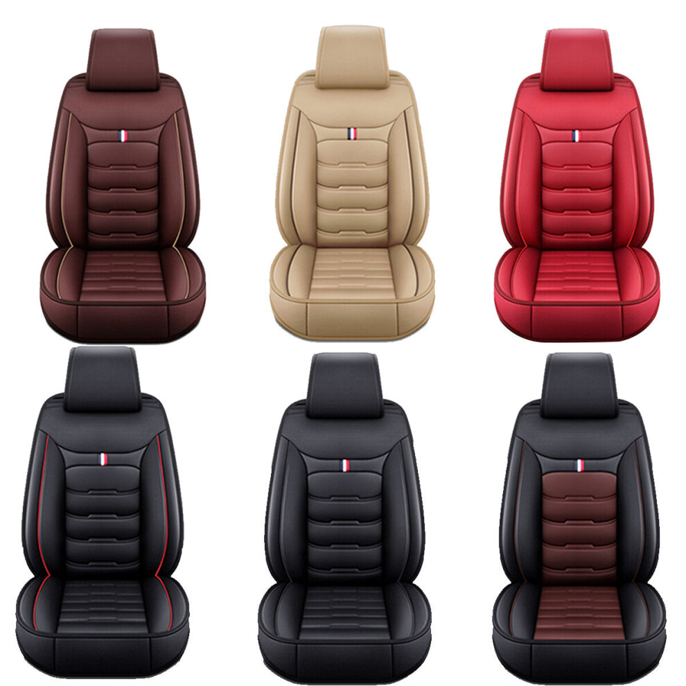 (Black/Red) 1PC Universal Car SUV Front Seat Cover PU Leather Full Surround Protector