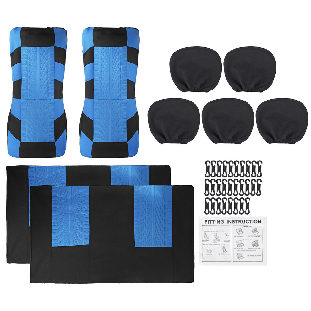 (Blue - 9 Pcs) 2/4/8PCS Seat Cover Front Back Row 5-Seats for Car SUV Truck Van 3Colors