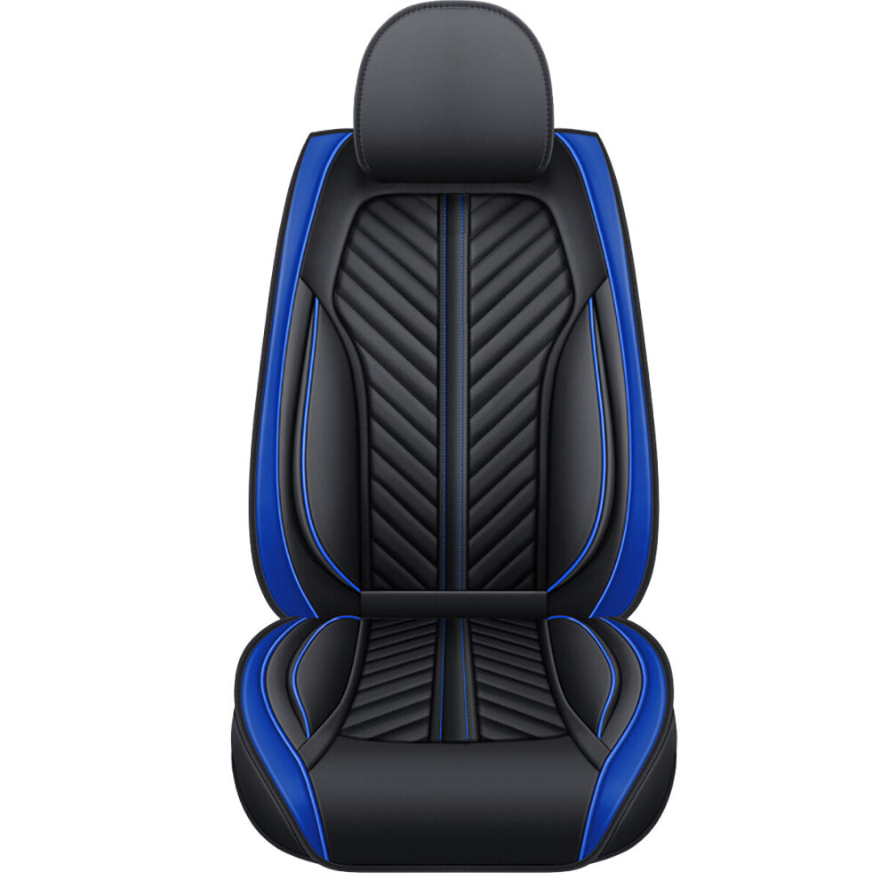 (Black&Blue Edge) 5D 5 Seats PU Leather Full set Car Seat Covers Universal Seat Cushion Pad Mad protector