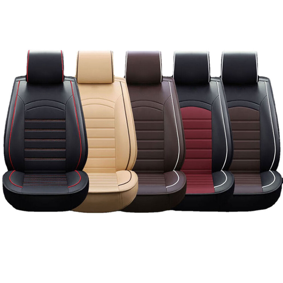 (Brown) 1Pcs Front Car Seat Cover Waterproof Dustproof PU Leather Protector Mat Pad