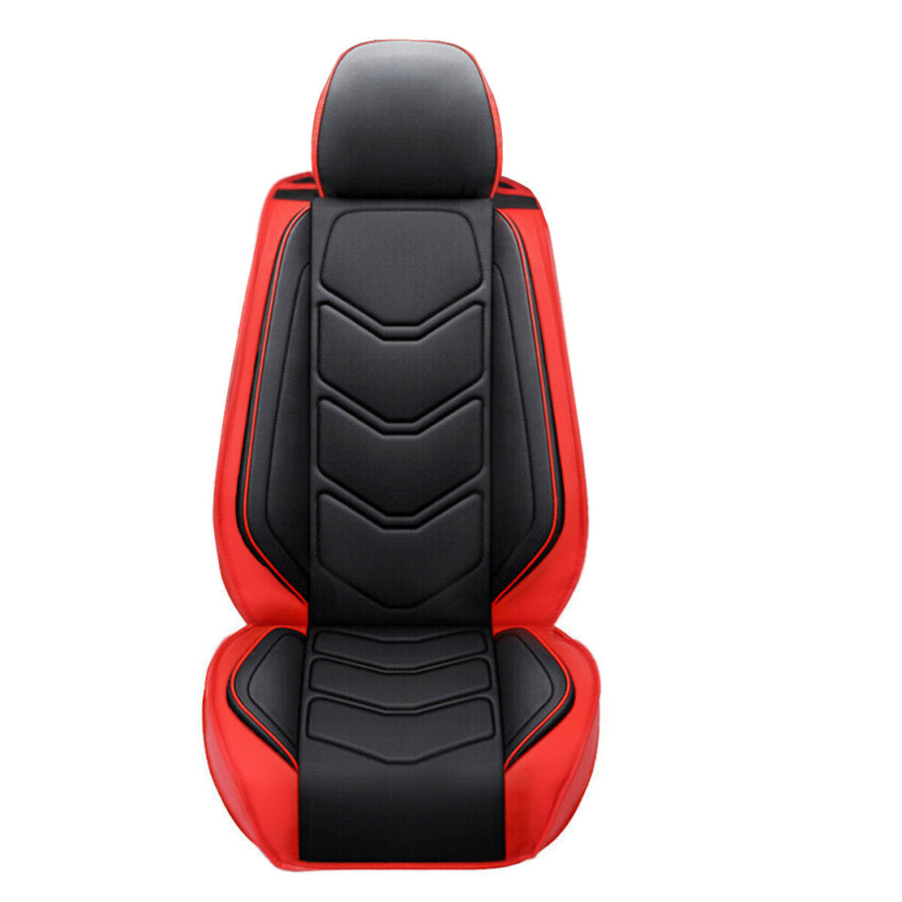 (Black/Red Single Seat) 1/5 Pcs Seats Universal Car Seat Cover 3D Full Set PU Leather Front Rear Protector