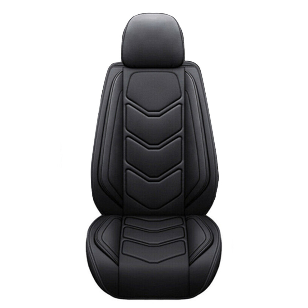 (Black Single Seat) 1/5 Pcs Seats Universal Car Seat Cover 3D Full Set PU Leather Front Rear Protector