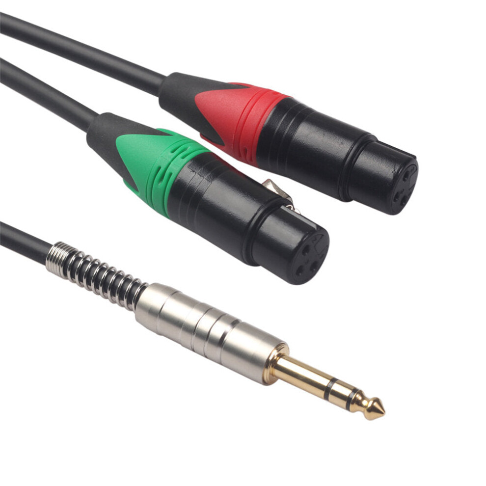 Audio Cable 6.35mm Male to Dual XLR Female Microphone Cable XLR Audio Cord 0.3m for Mic Tuning Mixer