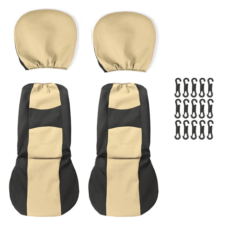 (Beige - 4 Pcs) 2/4/9PCS Front Back Row Full Car Seat Cover Seat Protection Car Accessories