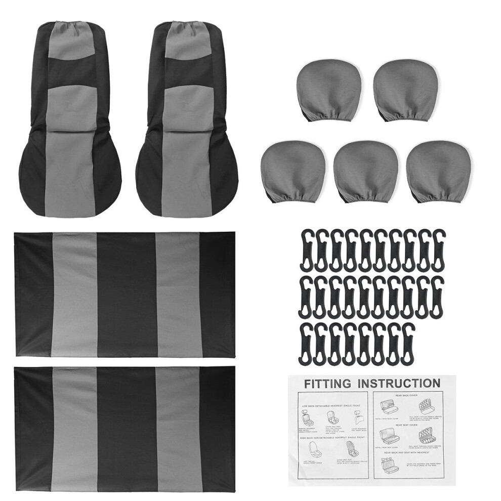 (Gray - 9 Pcs) 2/4/9PCS Front Back Row Full Car Seat Cover Seat Protection Car Accessories