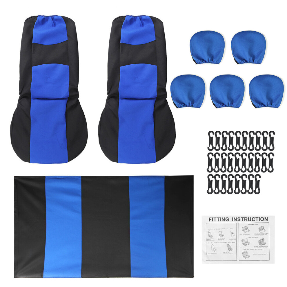 (Blue - 9 Pcs) 2/4/9PCS Front Back Row Full Car Seat Cover Seat Protection Car Accessories