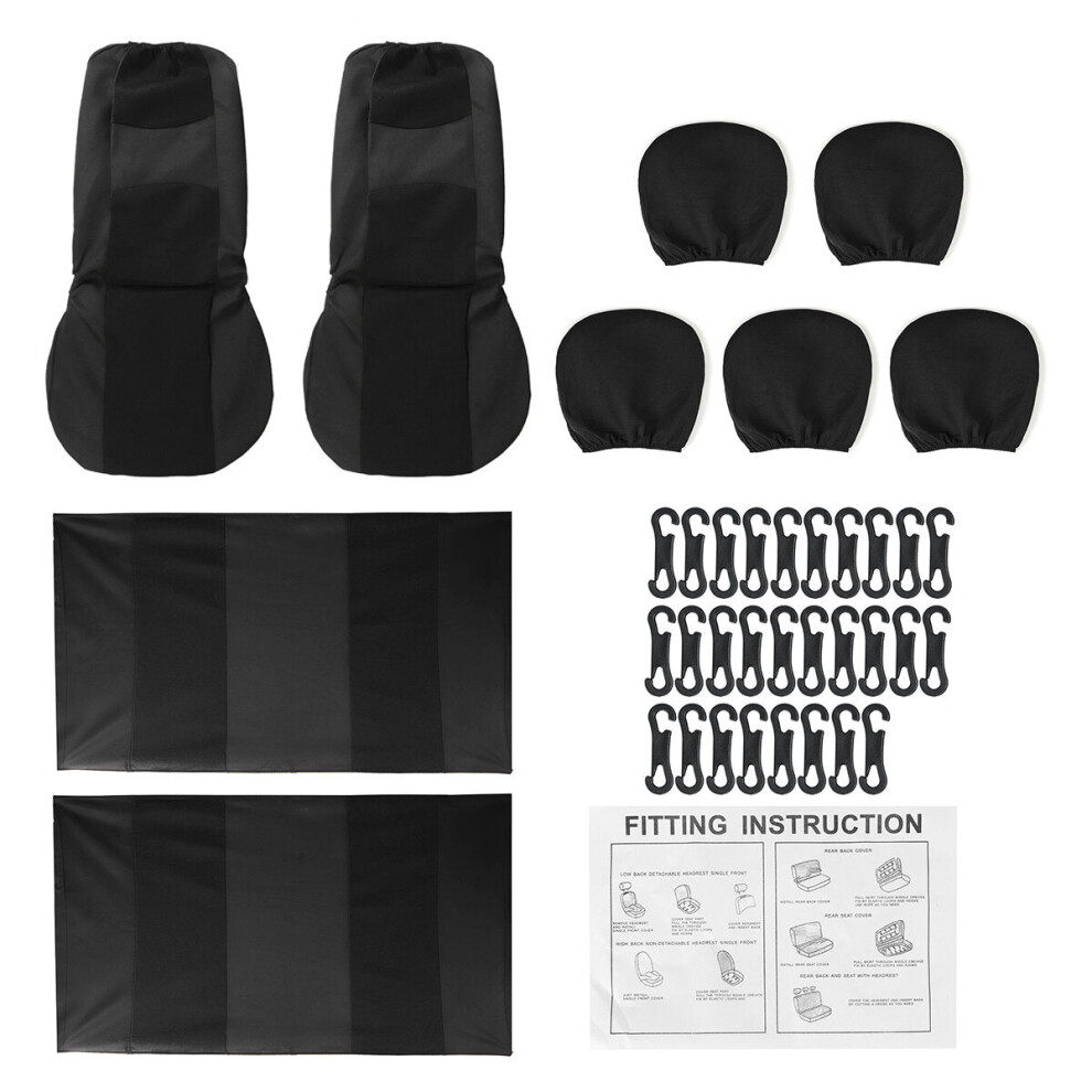 (Black - 9 Pcs) 2/4/9PCS Front Back Row Full Car Seat Cover Seat Protection Car Accessories