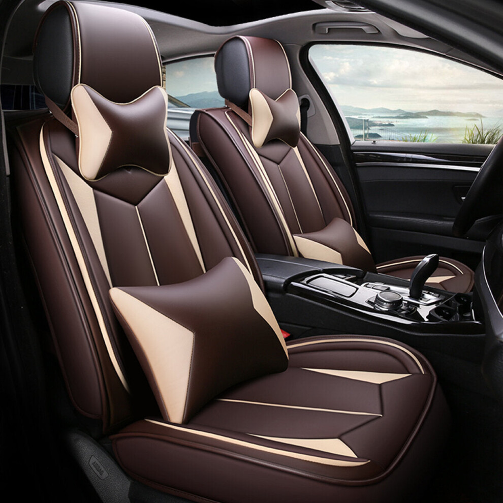 (Coffee) 1 Set Car Seat Cover 65 X 55 X 25Cm Five Seats Auto Four Seasons General 1138392344491