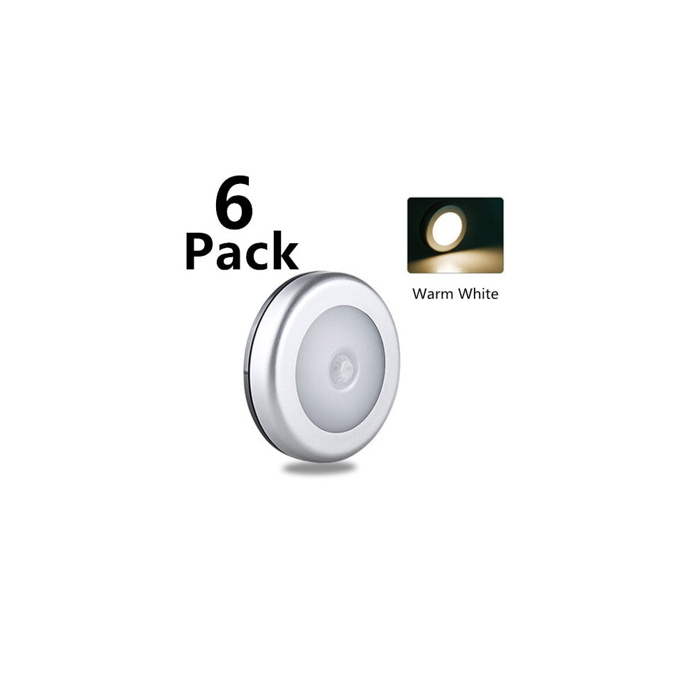 (6pcs Warm Light) 6 LED Motion Sensor Night Lights PIR Infrared Wall Lamp Auto On and Off For Home Bedroom Bedside Stair Cabinet Light Room Lamp