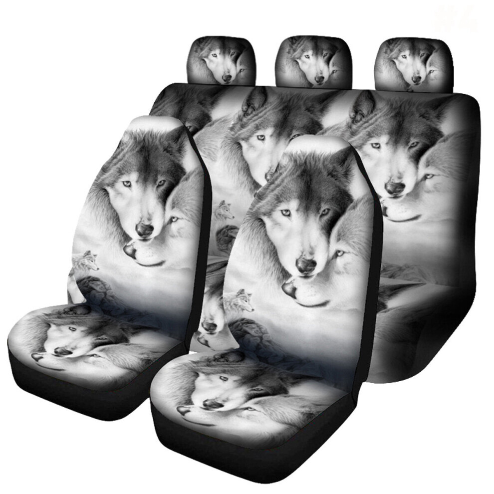 (#2) 7Pcs Wolf Print Car Auto Front Seat Cover Protector Universal Fit For Suv 1138392339701