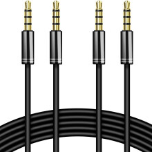 Male to Male Audio Cable 4 Pole Stereo Aux Cable/Auxiliary Cable/Aux Cord for Headphones / Smartphone/Tablets/ Headset/ PC/ Laptop 2PCS 3.5mm