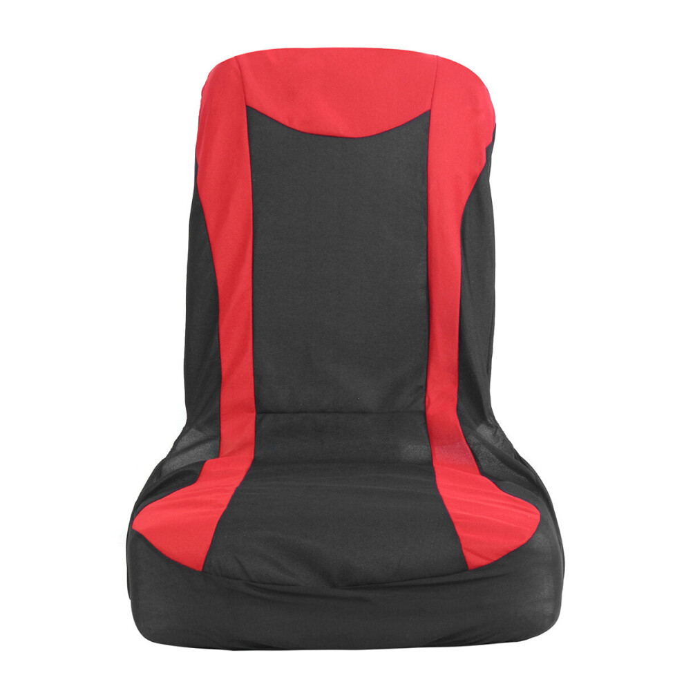 (Red) 8Pcs Polyester Fabric Car Seat Cover Full Set Cushion Protector for Five Seats Car