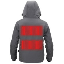 (Gray, Men) 7.4V 5-Heating Zones Electronic Heated Waterproof Fever Jacket Intelligent Hooded Work Motorcycle Skiing Riding Coat