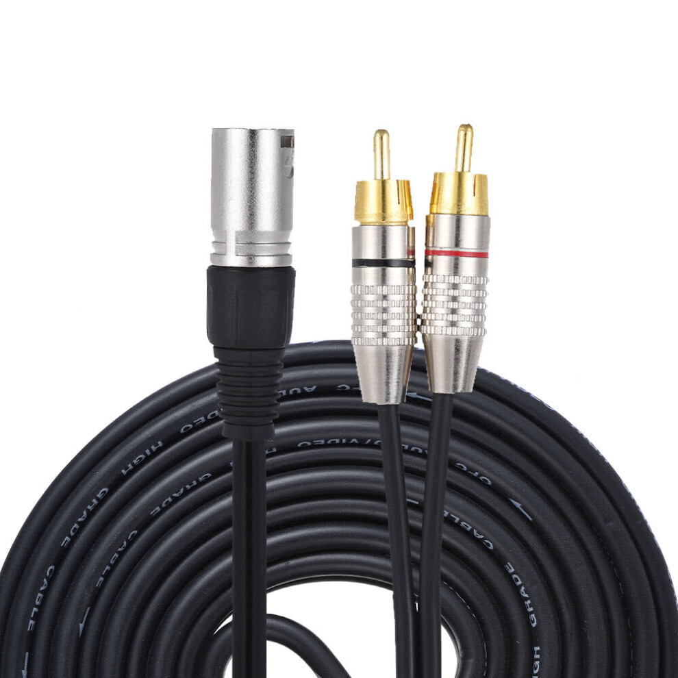 (3m, male to 2RCA) Female to 2 RCA Male Audio Microphone Cable Audio Stereo Mic Cable Speaker Amplifier Mixer Line