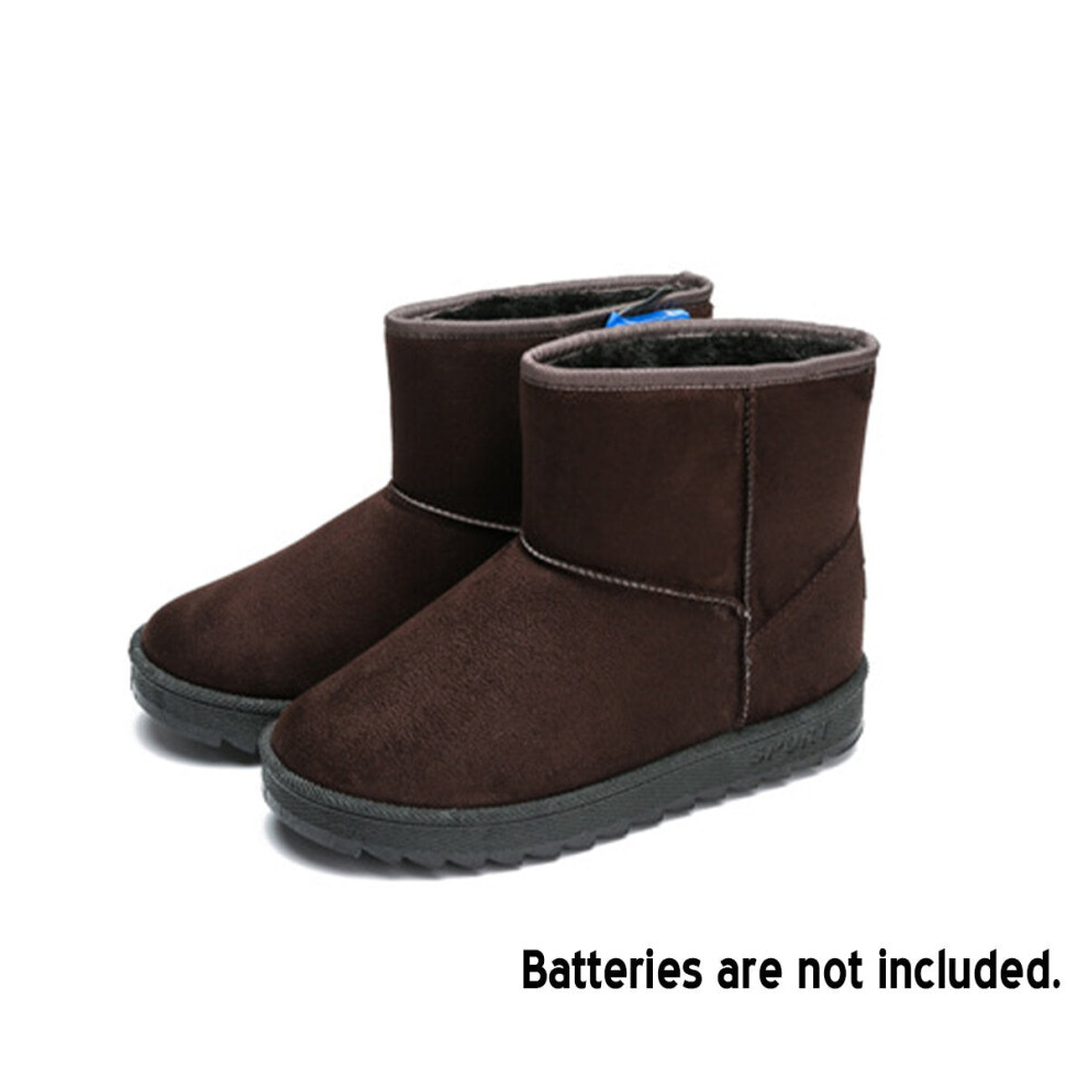 (Coffee, 44) Electric Heated Snow Boots Winter USB Foot Warmer Shoes Heating Feet Insoles